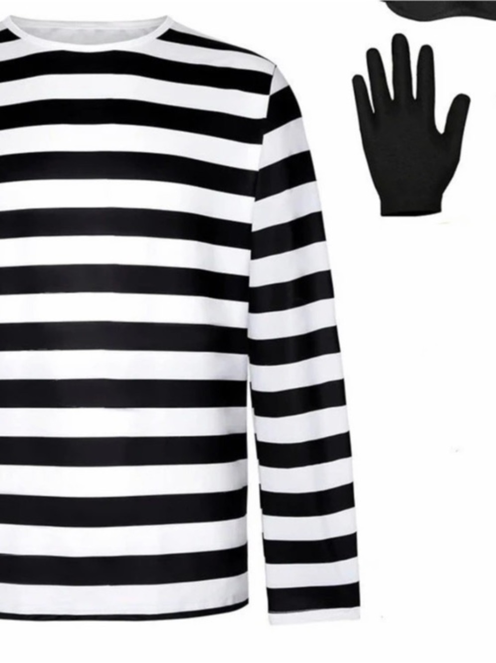 Robber Costume Black & White Striped Long Sleeve